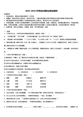 广东省佛山市南海区石门实验中学重点中学十校联考最后语文试题含解析