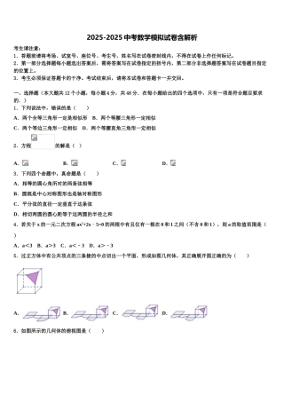 广东省华师附中新世界校中考数学考试模拟冲刺卷含解析