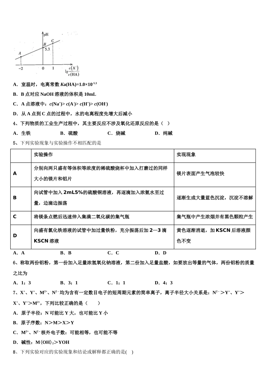 广东省南海中学高三第二次联考化学试卷含解析_第2页