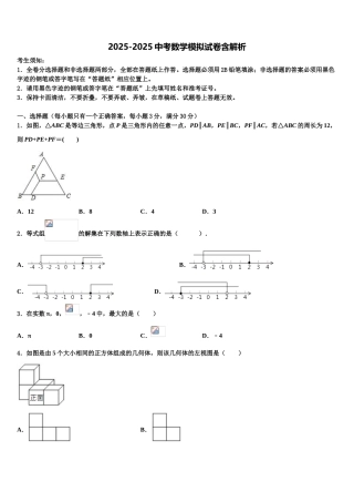广东省大埔县重点中学中考数学考试模拟冲刺卷含解析