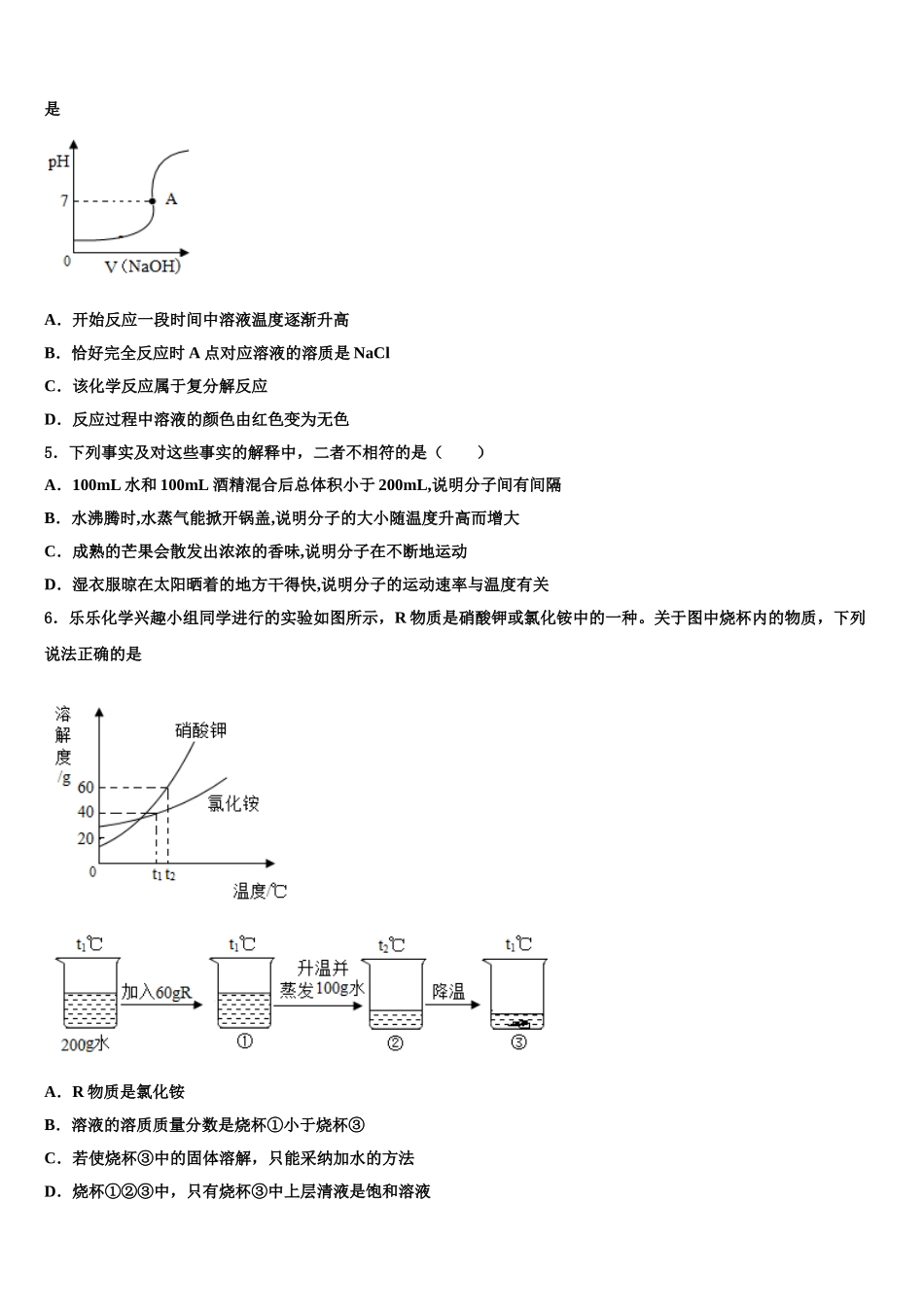 广东省广州三中学中考适应性考试化学试题含解析_第2页