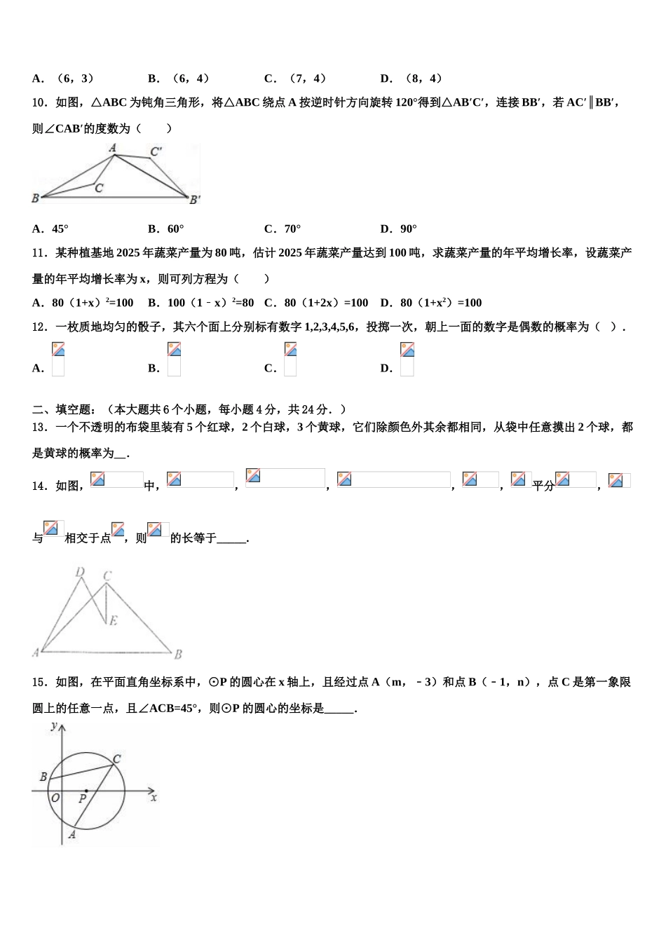 广东省广州市广雅中学中考猜题数学试卷含解析_第3页