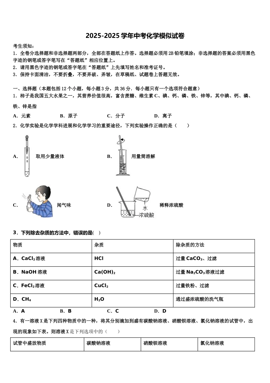 广东省广州市执信中学中考五模化学试题含解析_第1页