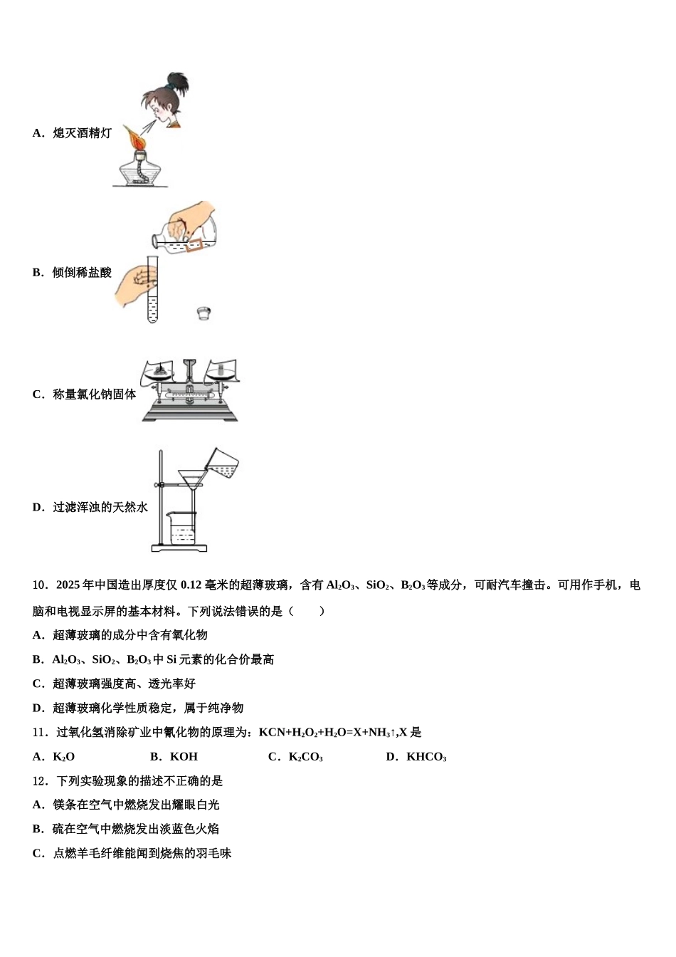 广东省广州市执信中学中考五模化学试题含解析_第3页