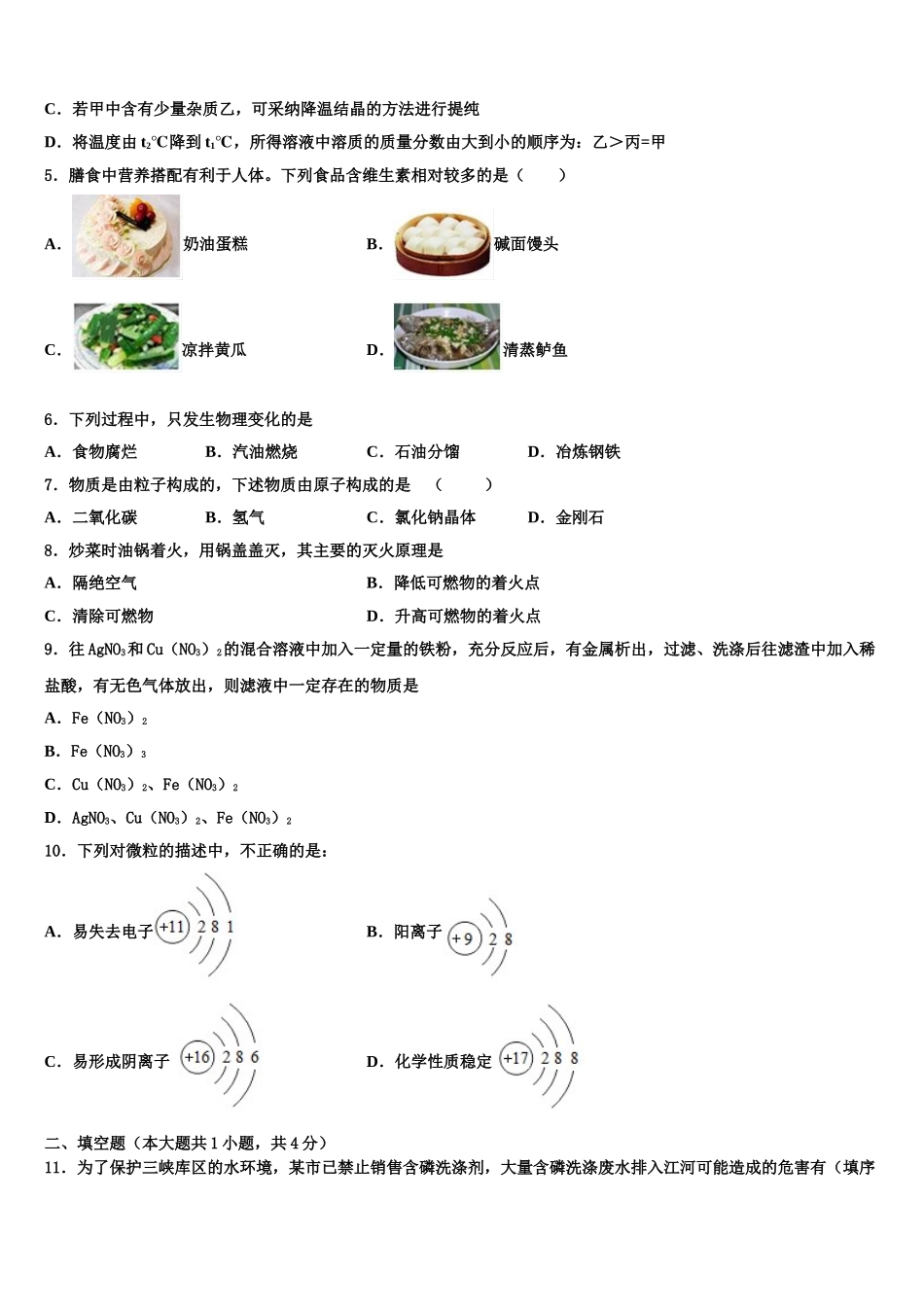 广东省广州市番禺区中考化学模拟精编试卷含解析_第2页