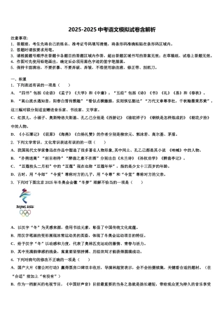 广东省广州市铁一中学中考三模语文试题含解析
