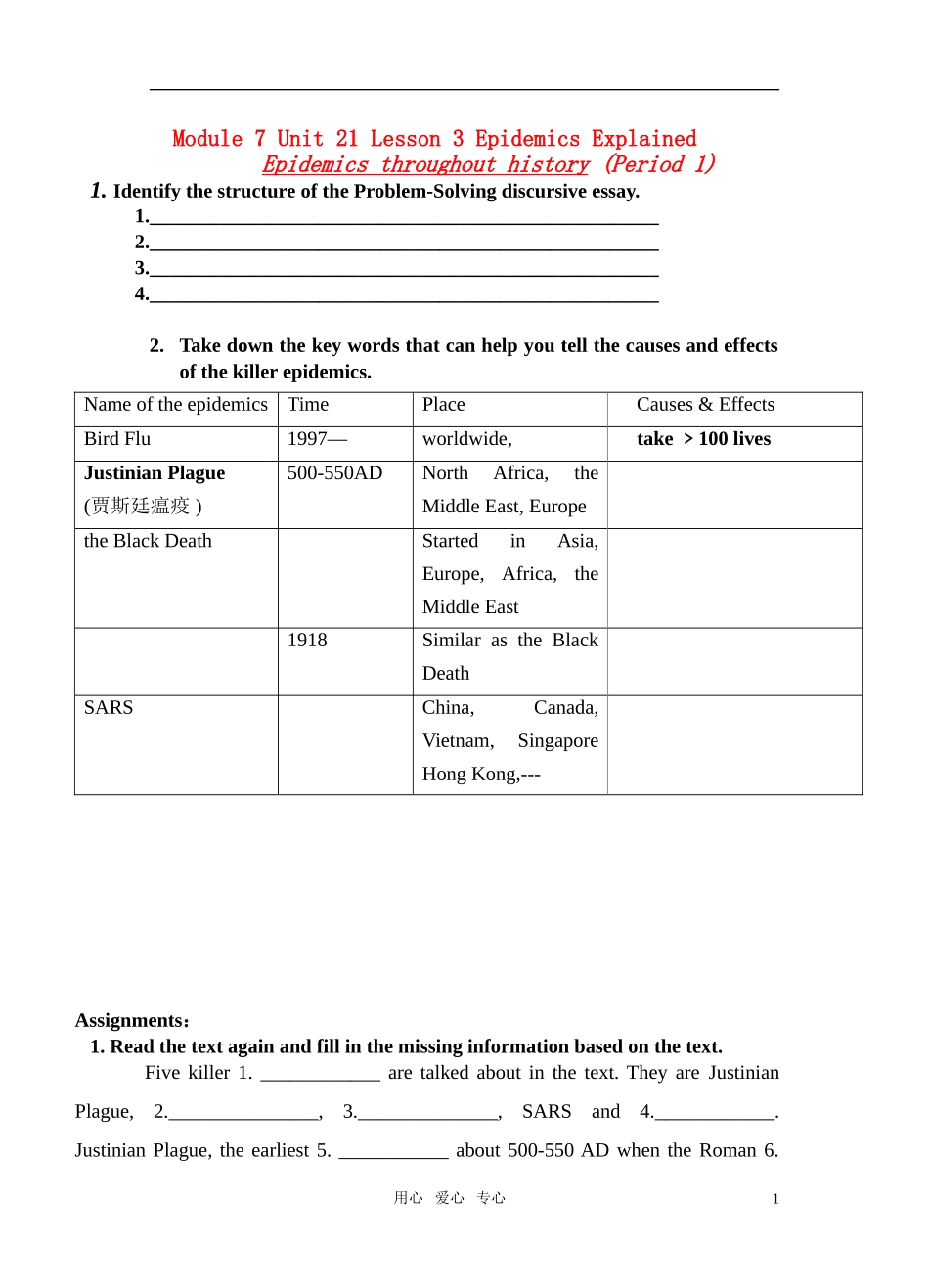 高二英语 U21 Human Biology Lesson3学案 北师大版选修7_第1页