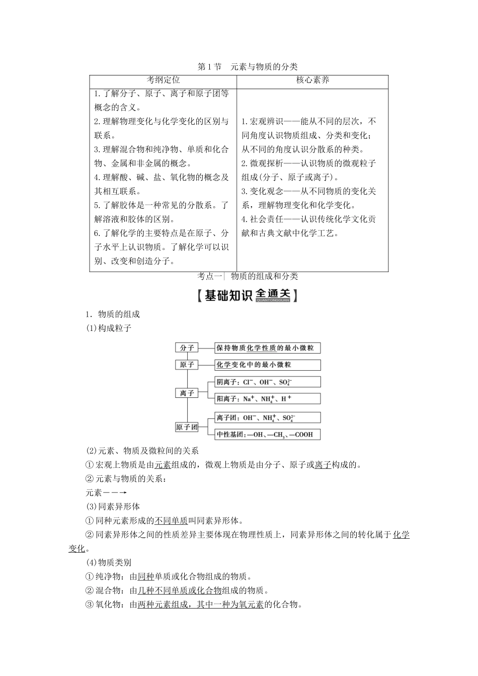 高考化学一轮复习 第1部分 第2章 第1节 元素与物质的分类教学案 鲁科版-鲁科版高三全册化学教学案_第1页