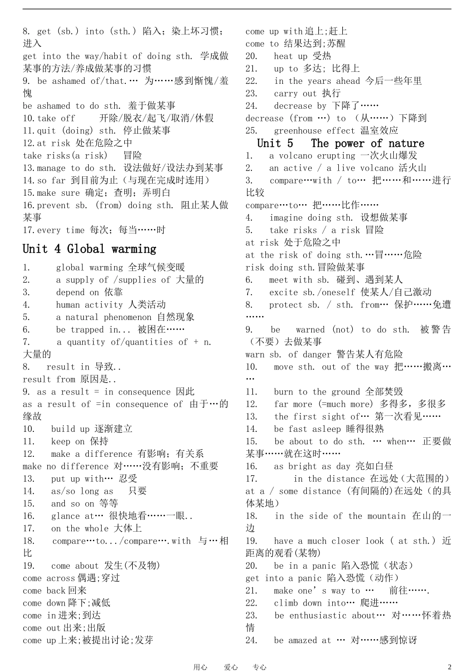 高二英语 短语汇总素材 新人教版选修6_第2页