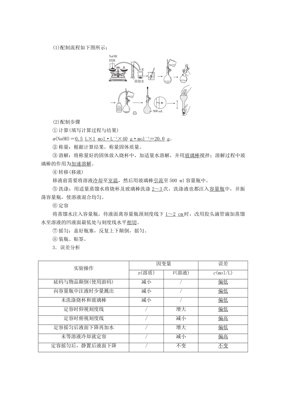 高考化学一轮复习 第1章 化学计量在实验中的应用 第3讲 物质的量浓度教学案 新人教版-新人教版高三全册化学教学案_第2页