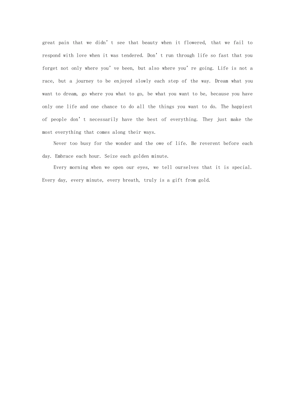 高二英语 作文精彩范文500字 Every day is a gift from God_第2页