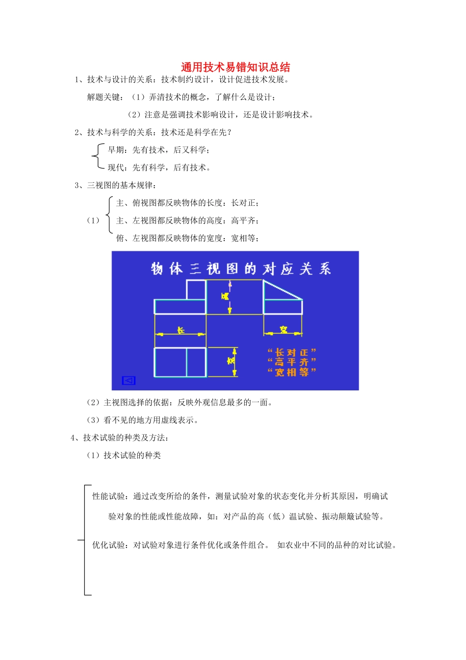 高二通用技术 易错知识总结素材_第1页