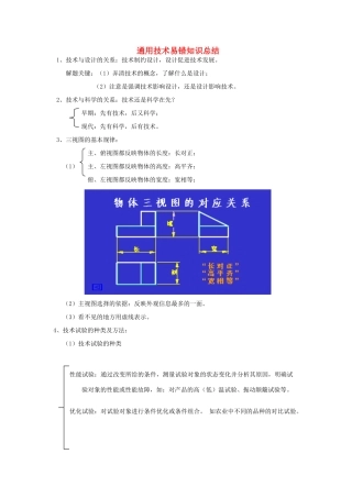 高二通用技术 易错知识总结素材