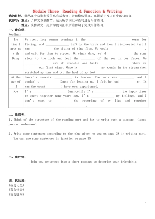 高二英语 Module Three Reading Function Writing学案 外研版选修6