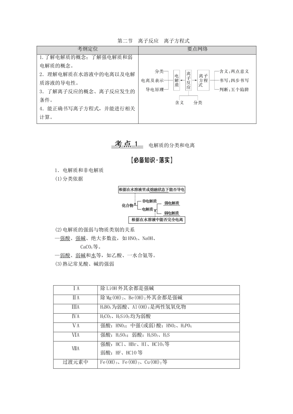 高考化学一轮复习 第2章 化学物质及其变化 第2节 离子反应 离子方程式教学案 新人教版-新人教版高三全册化学教学案_第1页