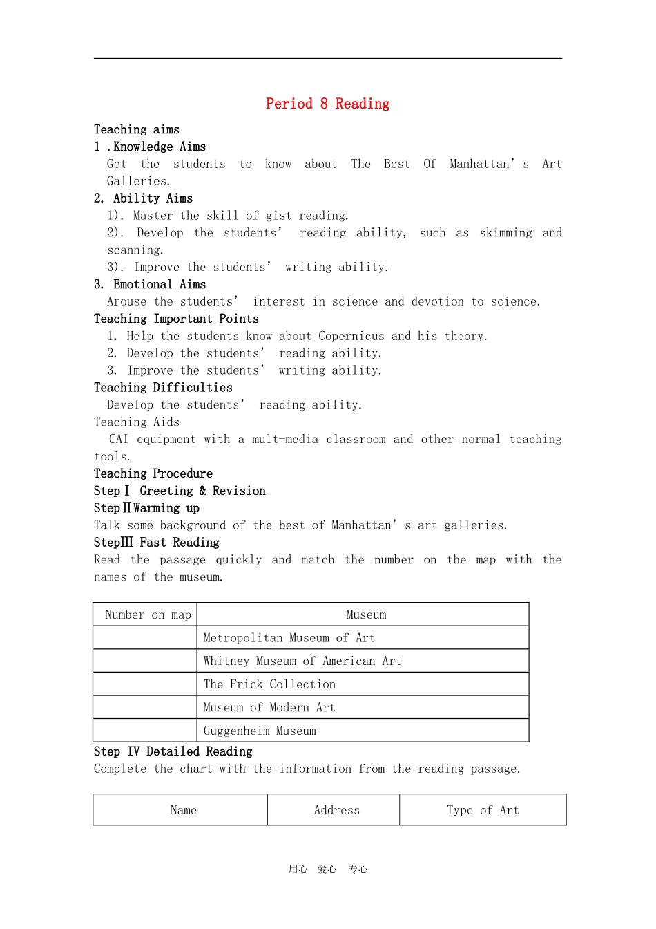 高二英语：Unit1 Art Period 8 Reading 学案（新人教版选修6）_第1页