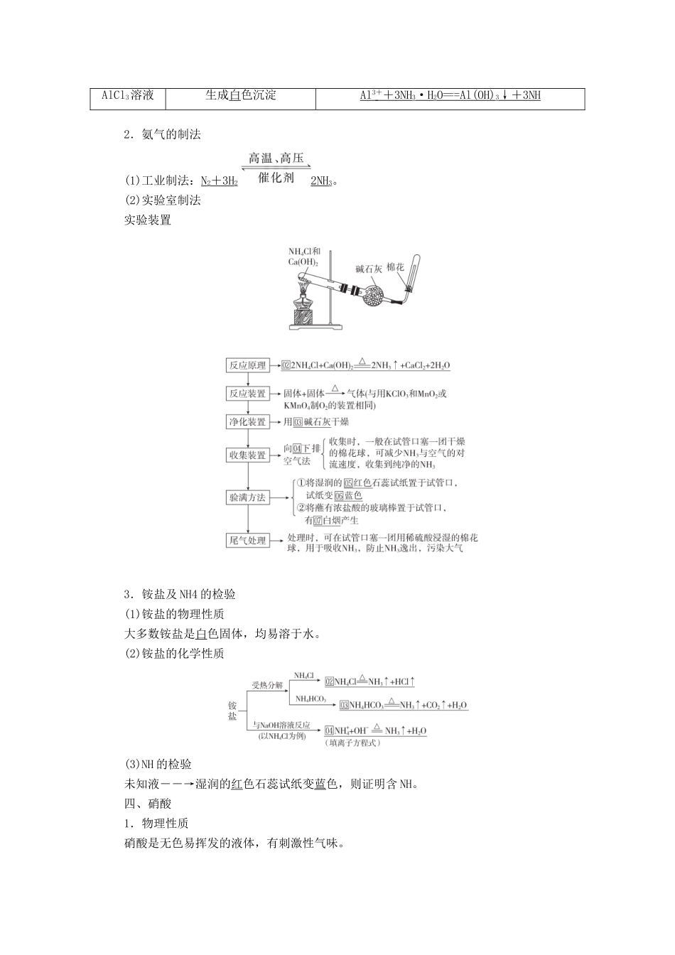 高考化学一轮复习 第4章 非金属元素及其重要化合物 第16讲 氮及其化合物教学案 新人教版-新人教版高三全册化学教学案_第3页