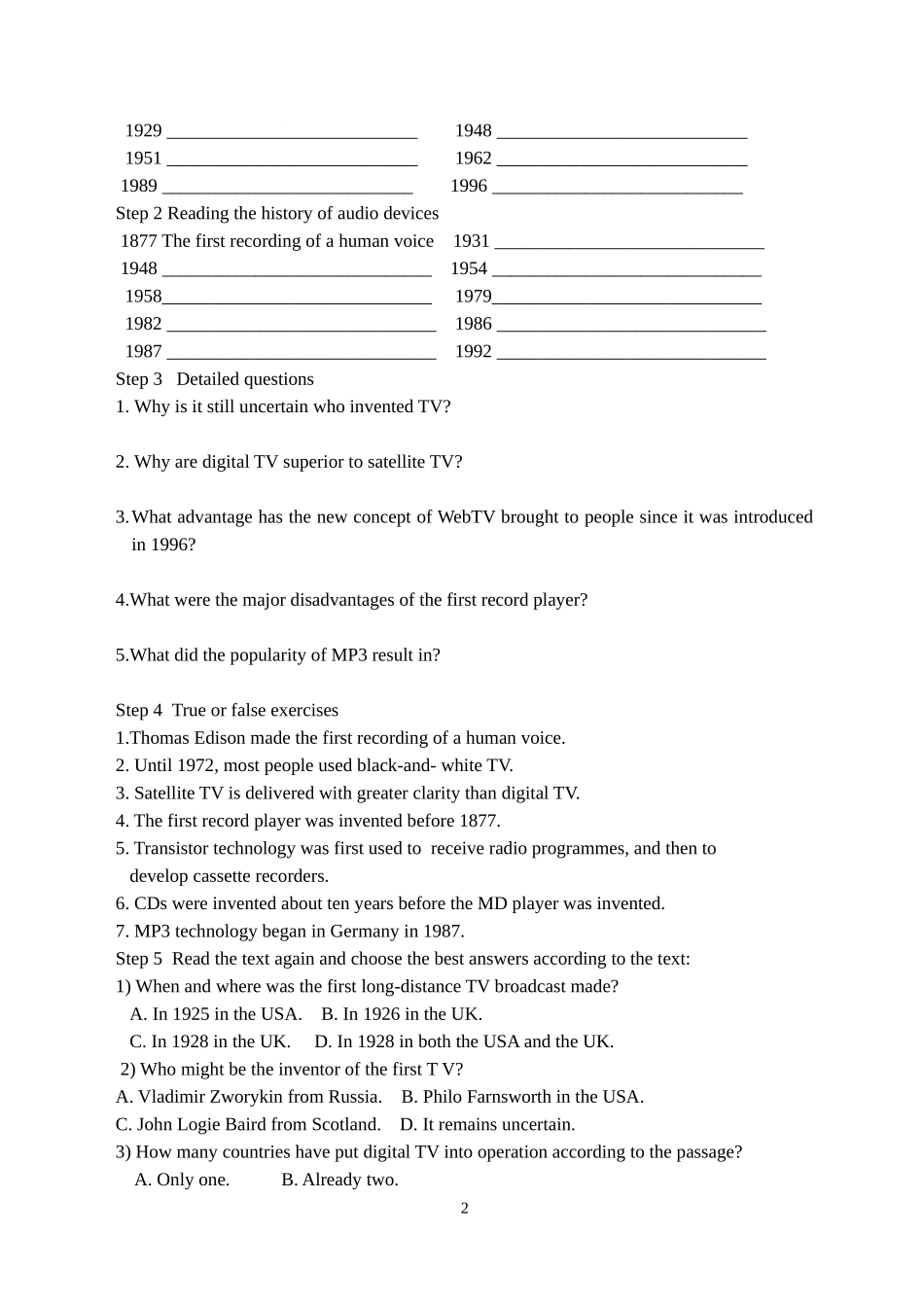 高二英语导学案 M7Unit 1 Living with technology新人教版选修7_第2页