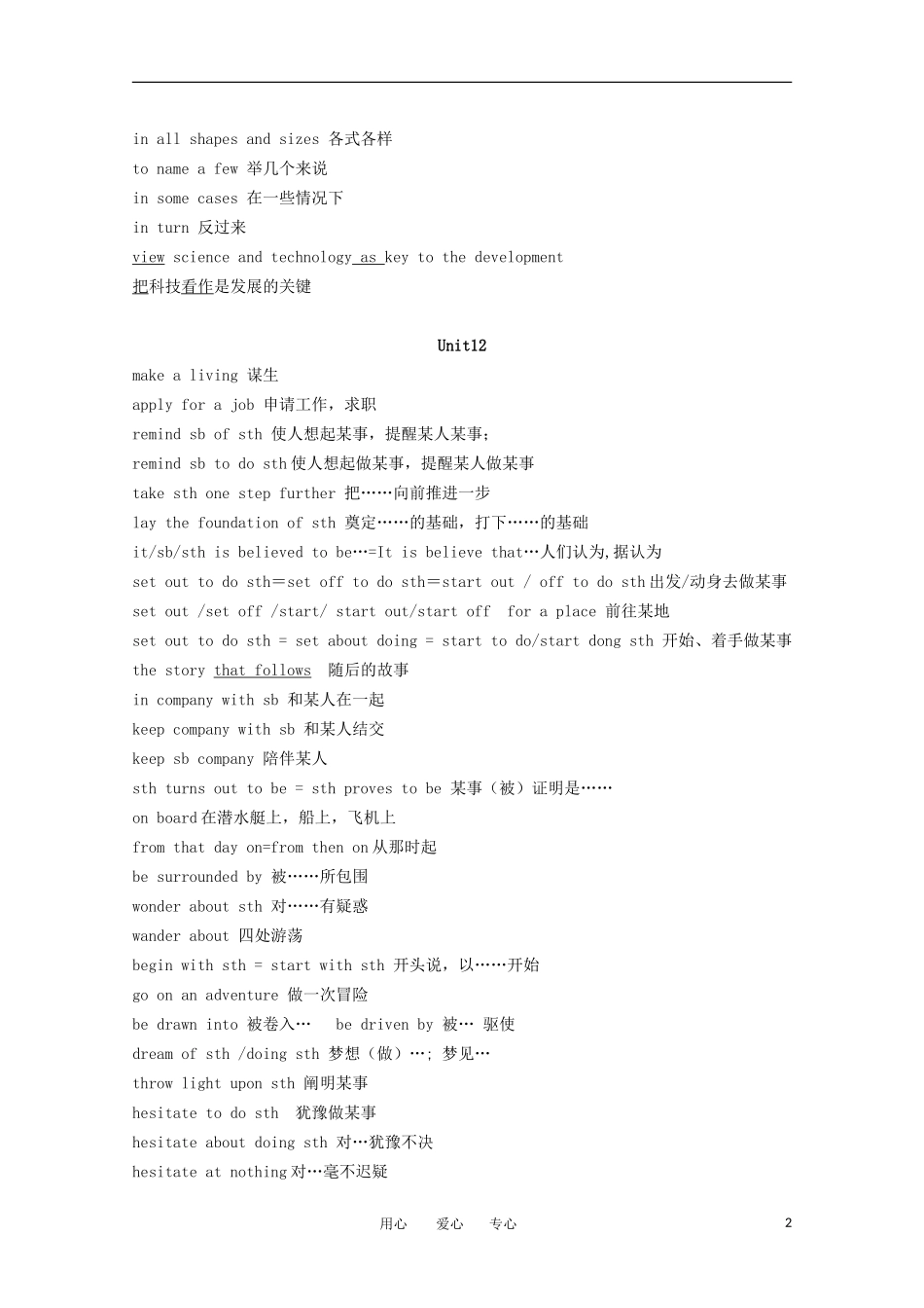 高二英语下册重点短语 新人教版_第2页