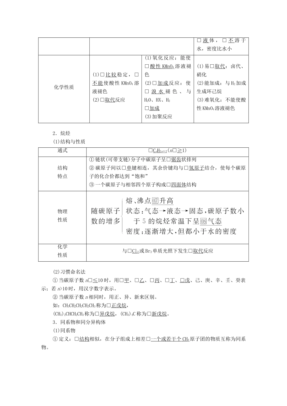 高考化学一轮复习 第10章 常见的有机化合物 第30讲 甲烷 乙烯 苯教学案 新人教版-新人教版高三全册化学教学案_第2页