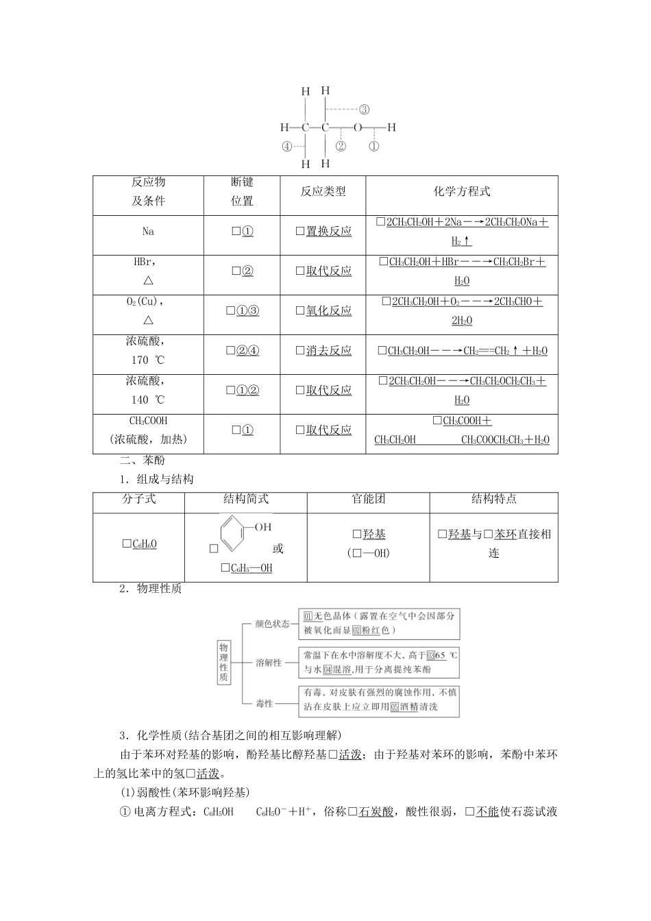 高考化学一轮复习 第13章 有机化学基础 第40讲 醇 酚教学案 新人教版-新人教版高三全册化学教学案_第2页