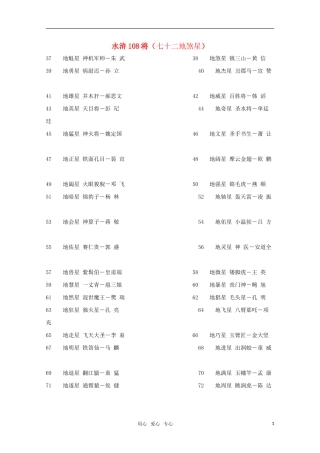 高二语文 暑期充电 水浒108将（七十二地煞星）素材