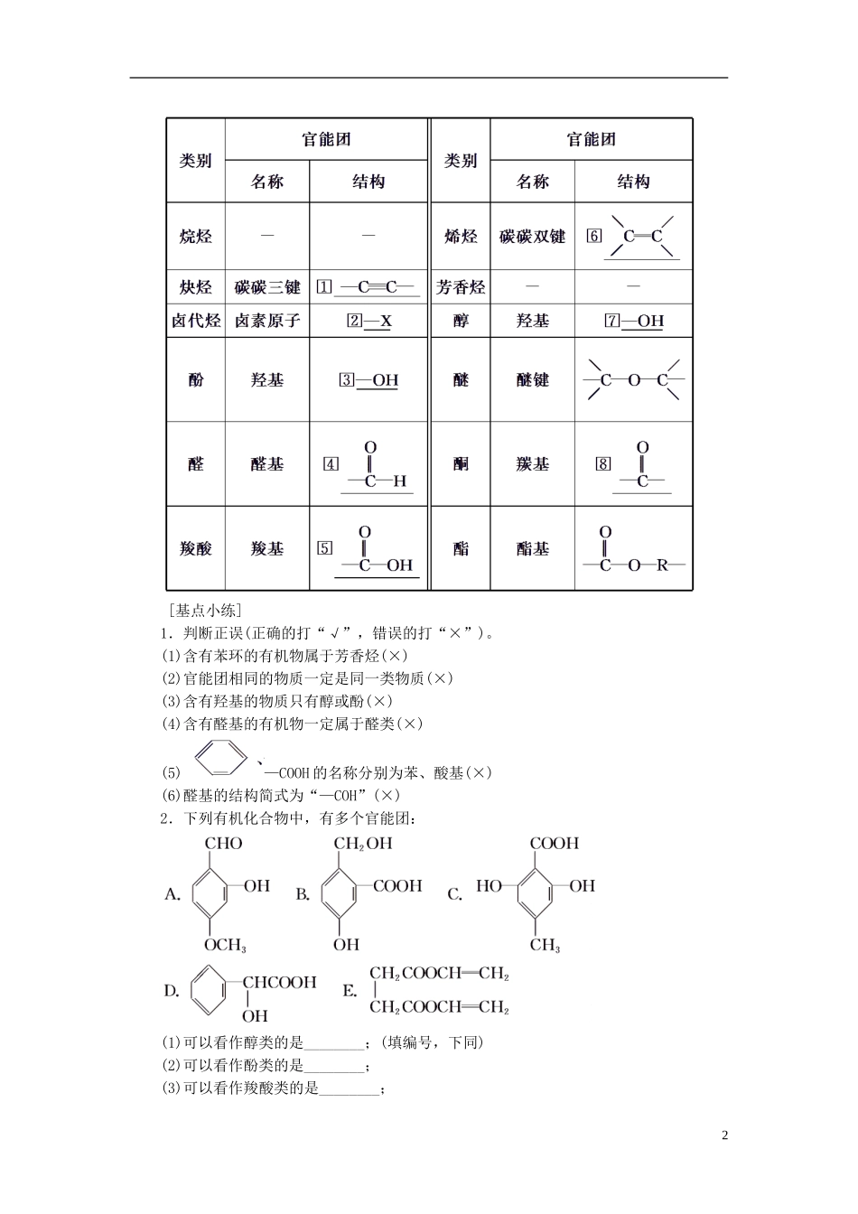 高考化学二轮复习 第九章（B）有机化学基础教案-人教版高三全册化学教案_第2页