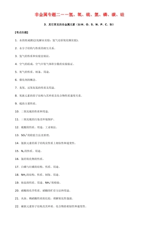 高考化学 氢、氧、硫、氮、磷、碳、硅 3．其它常见的非金属元素素材