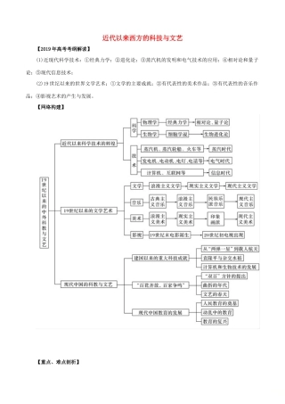 高考历史 考纲解读与热点难点突破 专题07 近代以来西方的科技与文艺教学案（含解析）-人教版高三全册历史教学案
