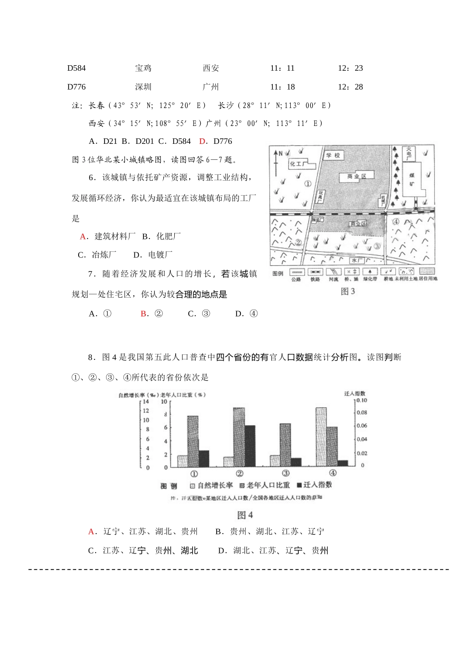 高考地理 近四年高考山东选择题汇集素材_第2页