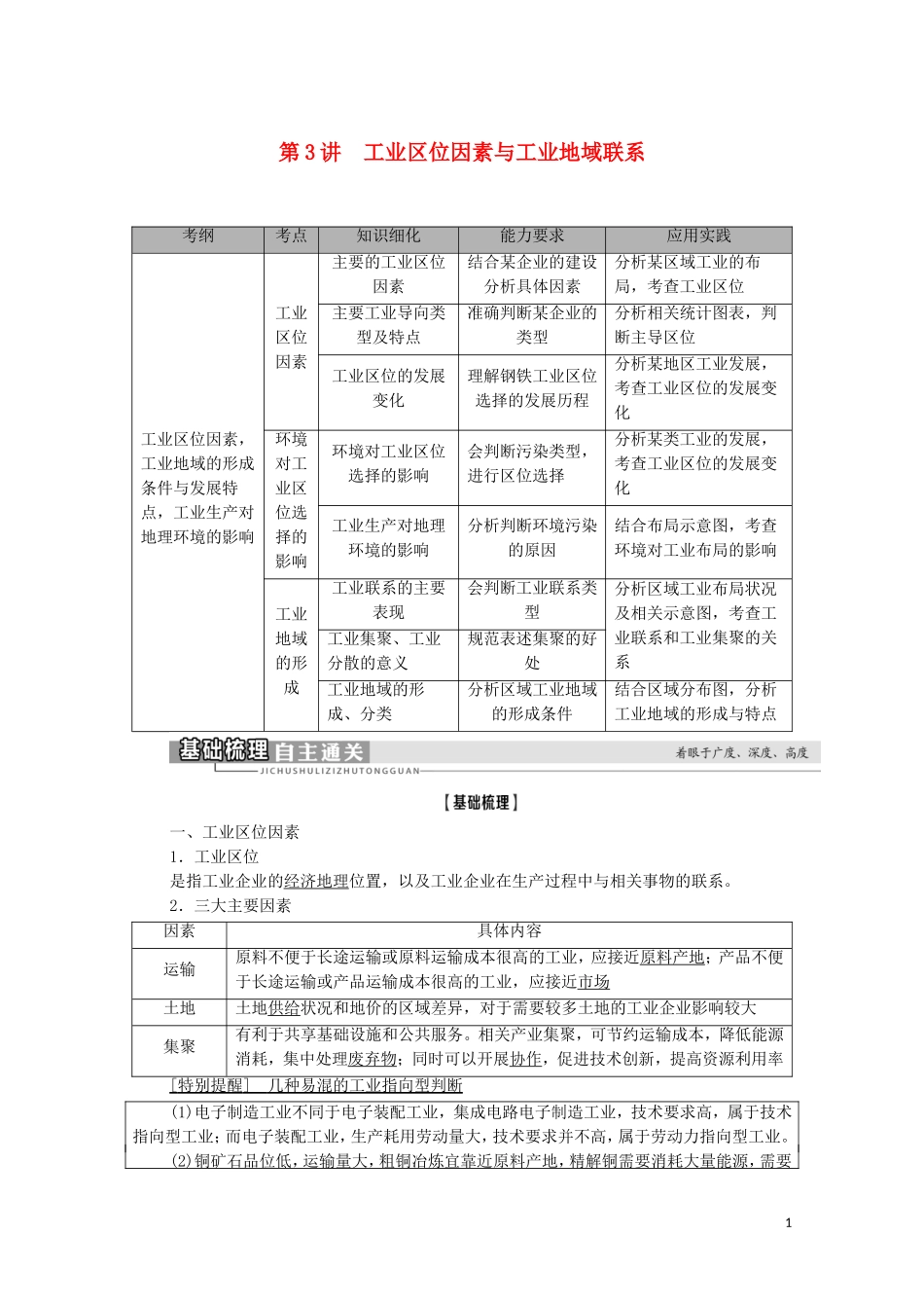 高考地理一轮复习 第2部分 第7章 区域产业活动 第3讲 工业区位因素与工业地域联系教学案 湘教版-湘教版高三全册地理教学案_第1页