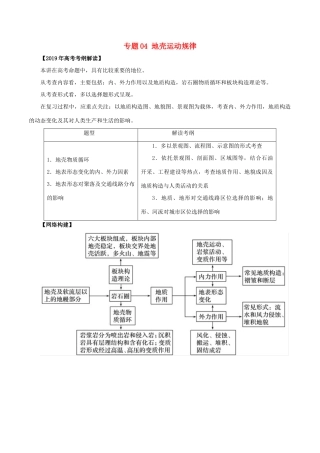 高考地理 考纲解读与热点难点突破 专题04 地壳运动规律教学案-人教版高三全册地理教学案