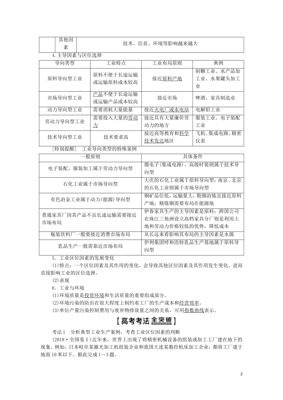 高考地理一轮复习 第2部分 第7章 区域产业活动 第3节 工业区位因素与工业地域联系教学案（含解析）湘教版-湘教版高三全册地理教学案_第2页