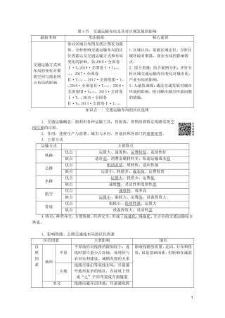 高考地理一轮复习 第2部分 第7章 区域产业活动 第4节 交通运输布局及其对区域发展的影响教学案（含解析）湘教版-湘教版高三全册地理教学案