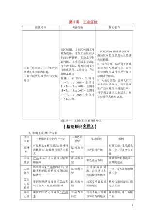 高考地理一轮复习 第2部分 第7章 生产活动与地域联系 第2讲 工业区位教学案（含解析）中图版-中图版高三全册地理教学案