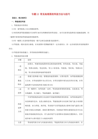 高考地理 考纲解读与热点难点突破 专题13 常见地理图表判读方法与技巧教学案-人教版高三全册地理教学案