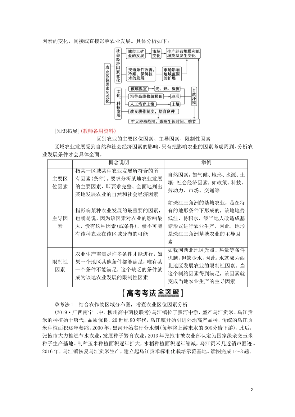 高考地理一轮复习 第2部分 第8章 农业区域的形成与发展 第1讲 农业的区位选择教学案（含解析）新人教版-新人教版高三全册地理教学案_第2页