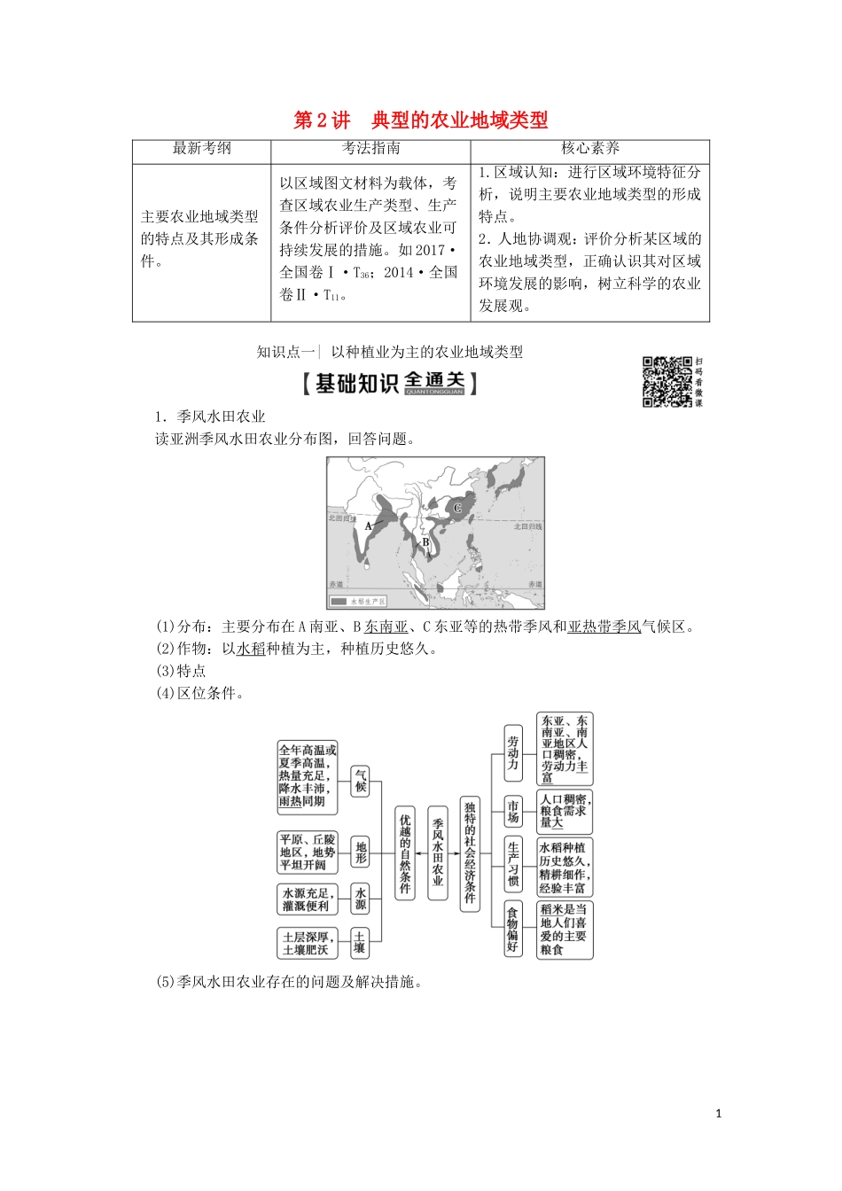 高考地理一轮复习 第2部分 第8章 农业区域的形成与发展 第2讲 典型的农业地域类型教学案（含解析）新人教版-新人教版高三全册地理教学案_第1页