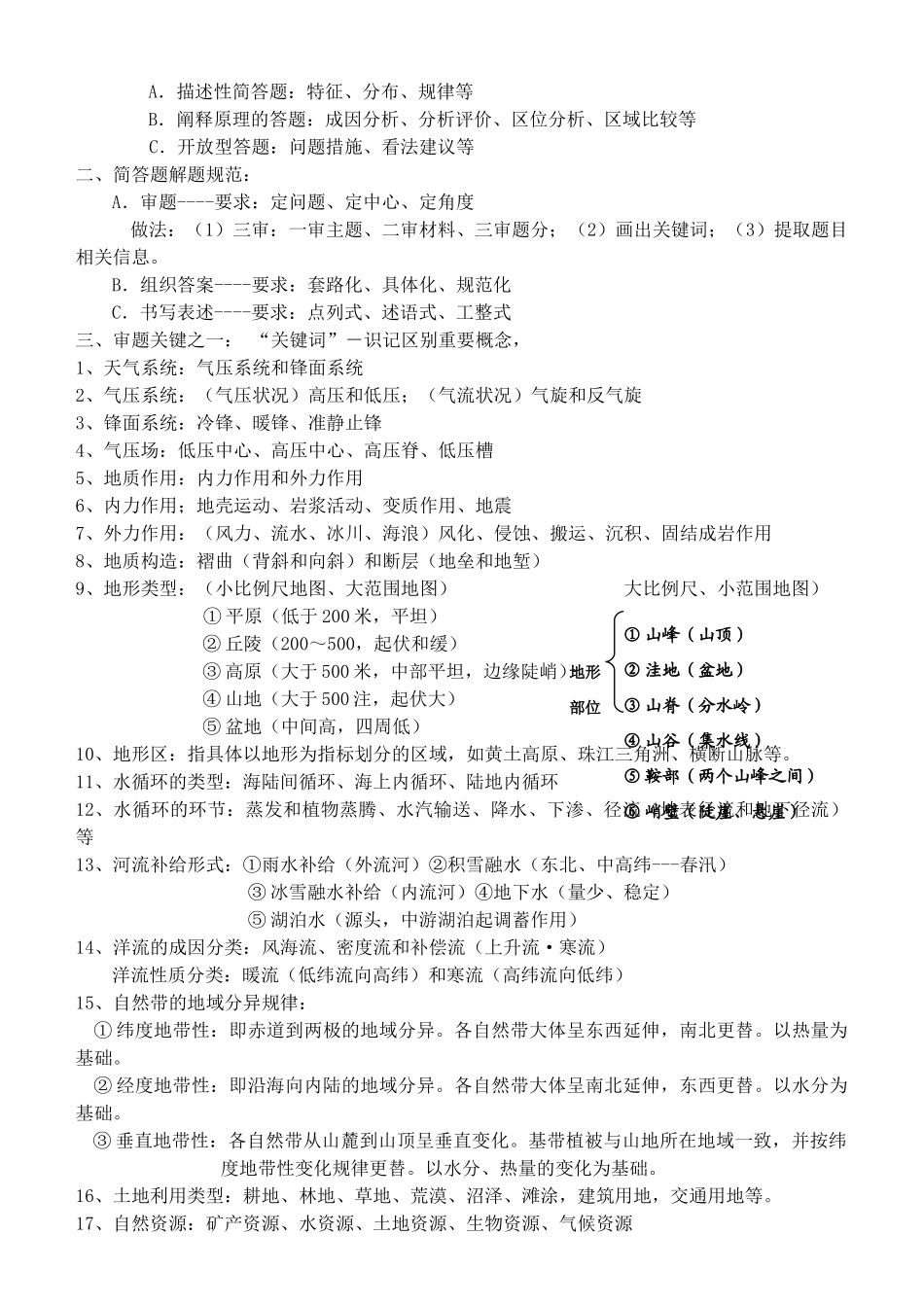 高考地理 自然地理综合题答题指导素材_第2页