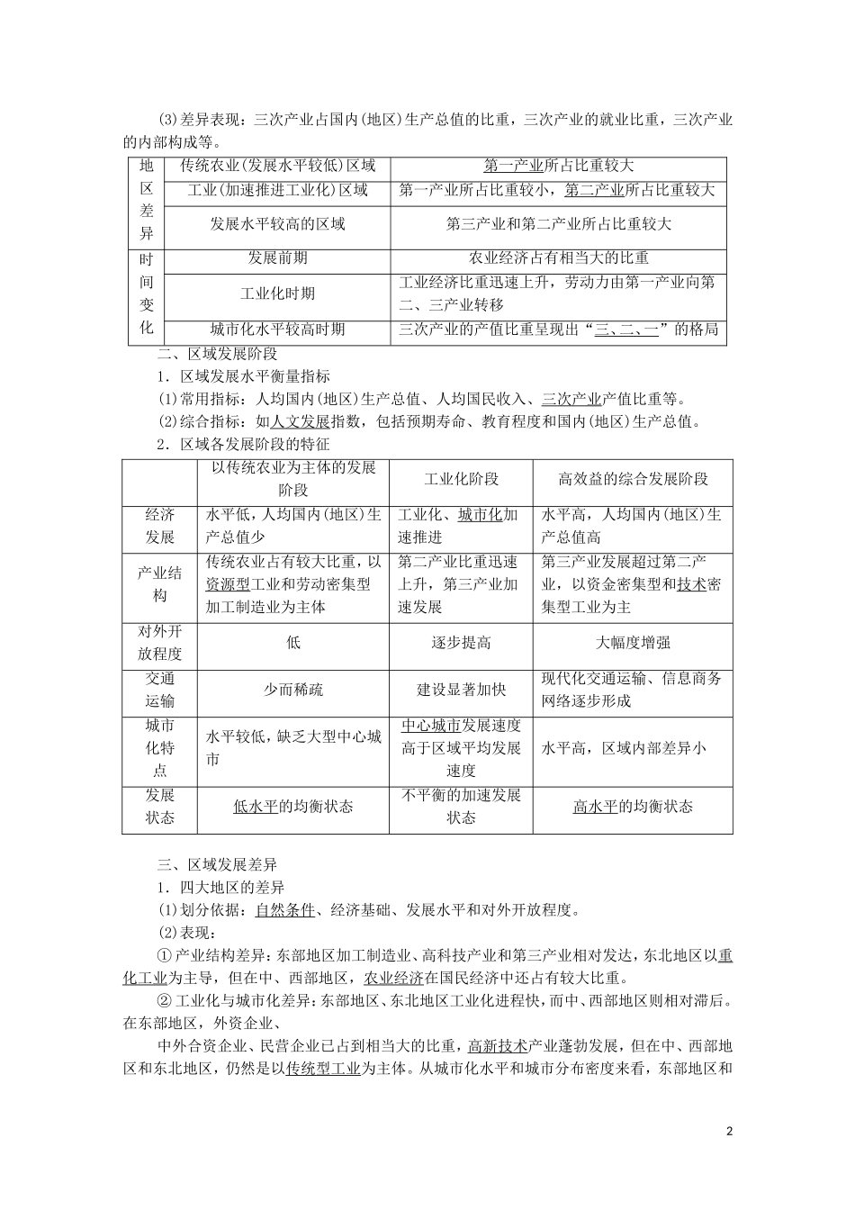 高考地理一轮复习 第3部分 第9章 区域地理环境与人类活动 第1讲 区域的基本含义 区域发展阶段及区域发展差异教学案 湘教版-湘教版高三全册地理教学案_第2页