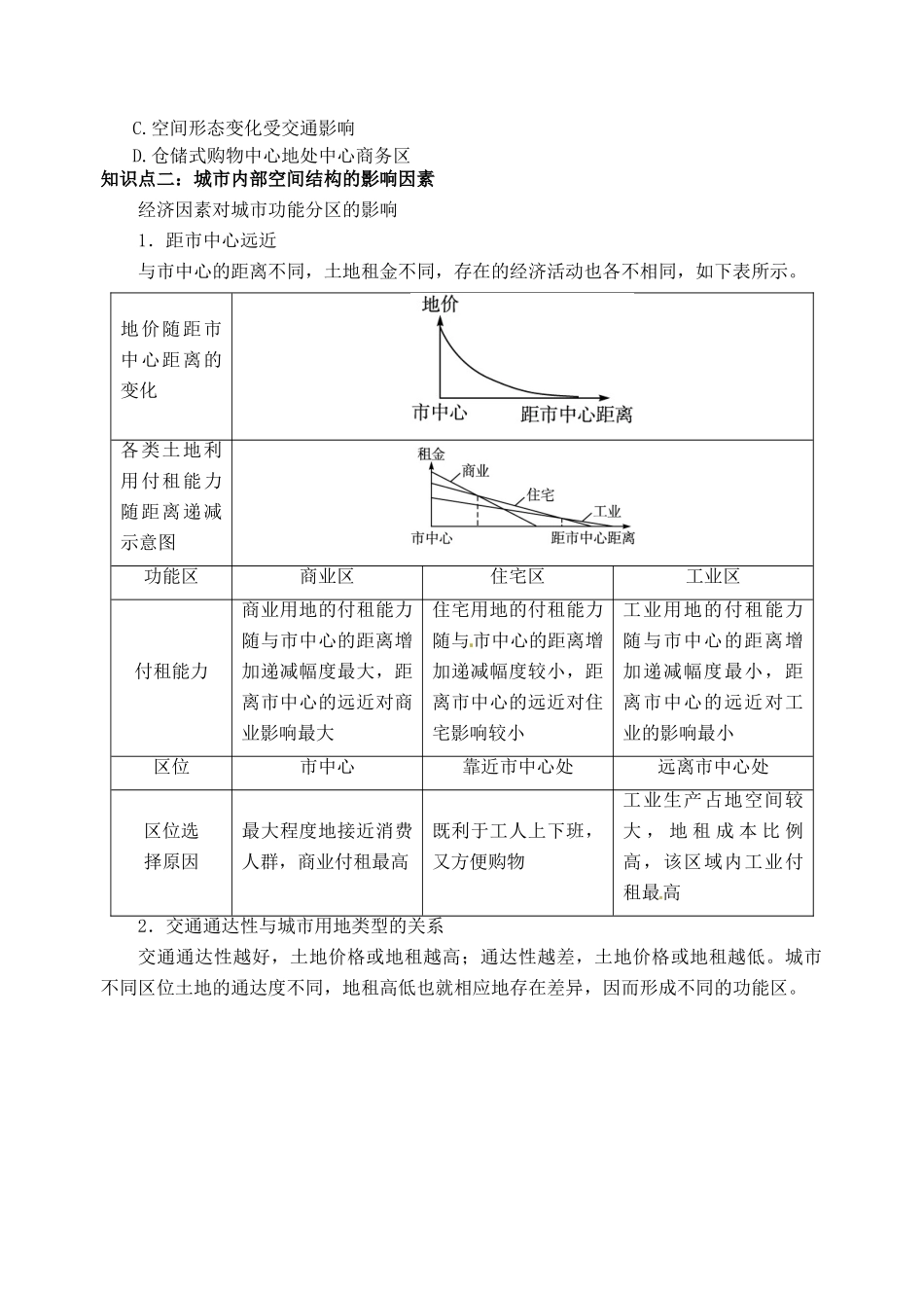 高考地理一轮复习 2.1城市内部空间结构和不同等级城市的服务功能学案 新人教版必修1-新人教版高三必修1地理学案_第3页