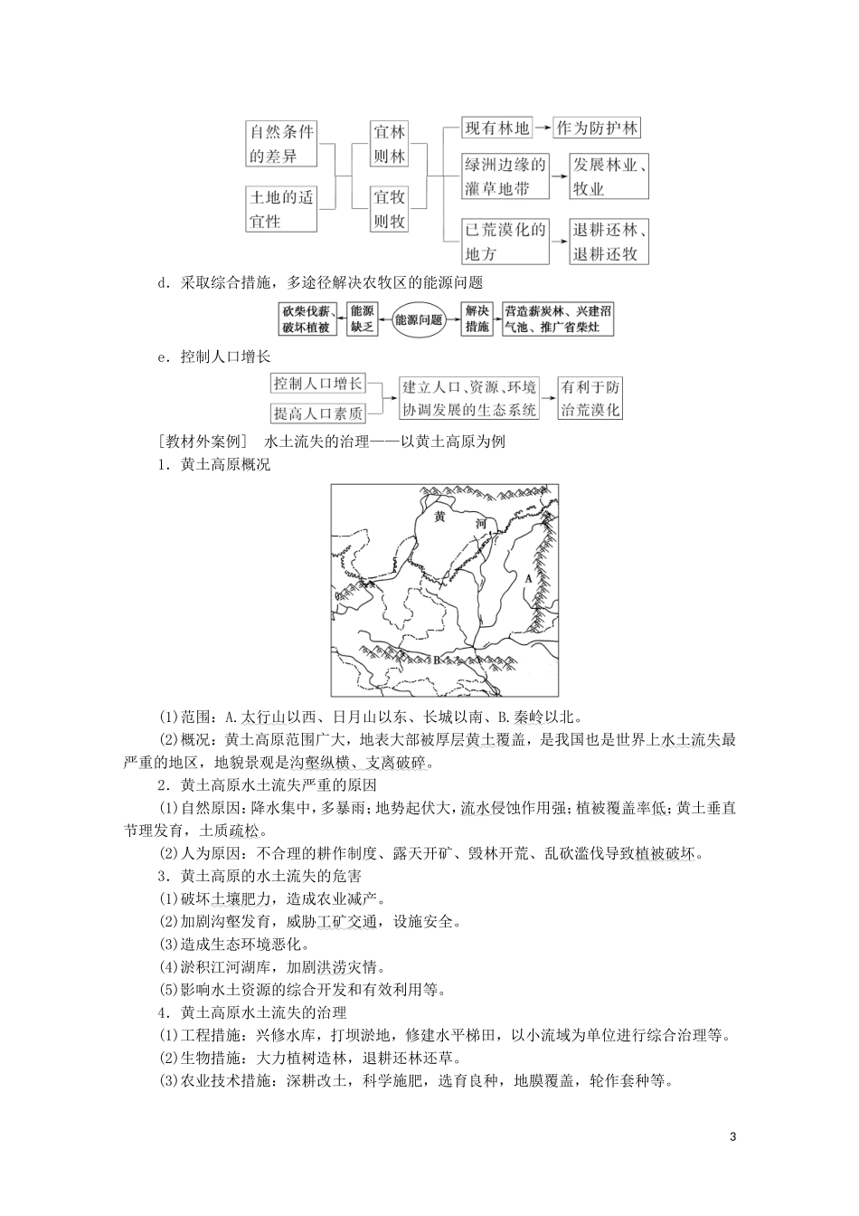 高考地理一轮复习 第3部分 第10章 区域可持续发展 第1节 区域生态环境问题的防御与治理（荒漠化的防治与水土流失治理）教学案（含解析）湘教版-湘教版高三全册地理教学案_第3页