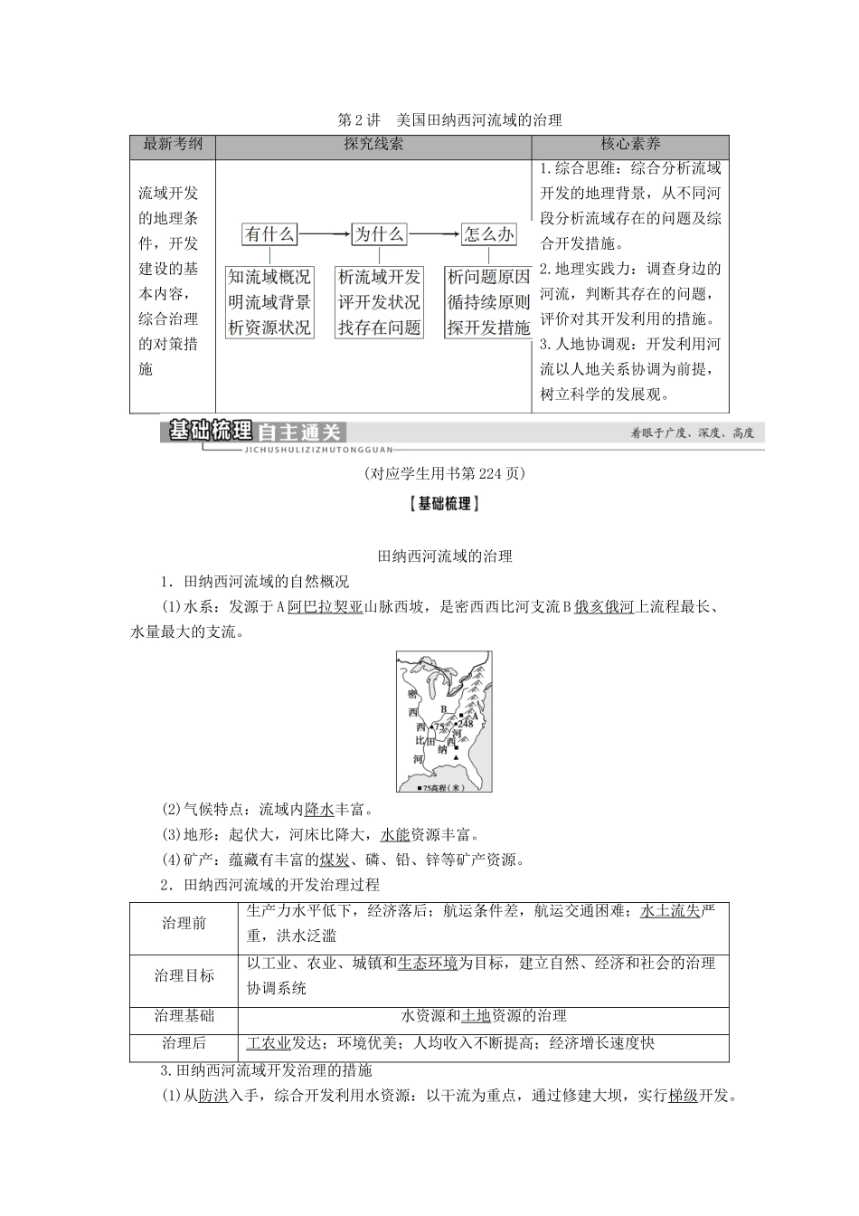 高考地理一轮复习 第3部分 第10章 区域可持续发展 第2讲 美国田纳西河流域的治理学案 中图版-中图版高三全册地理学案_第1页