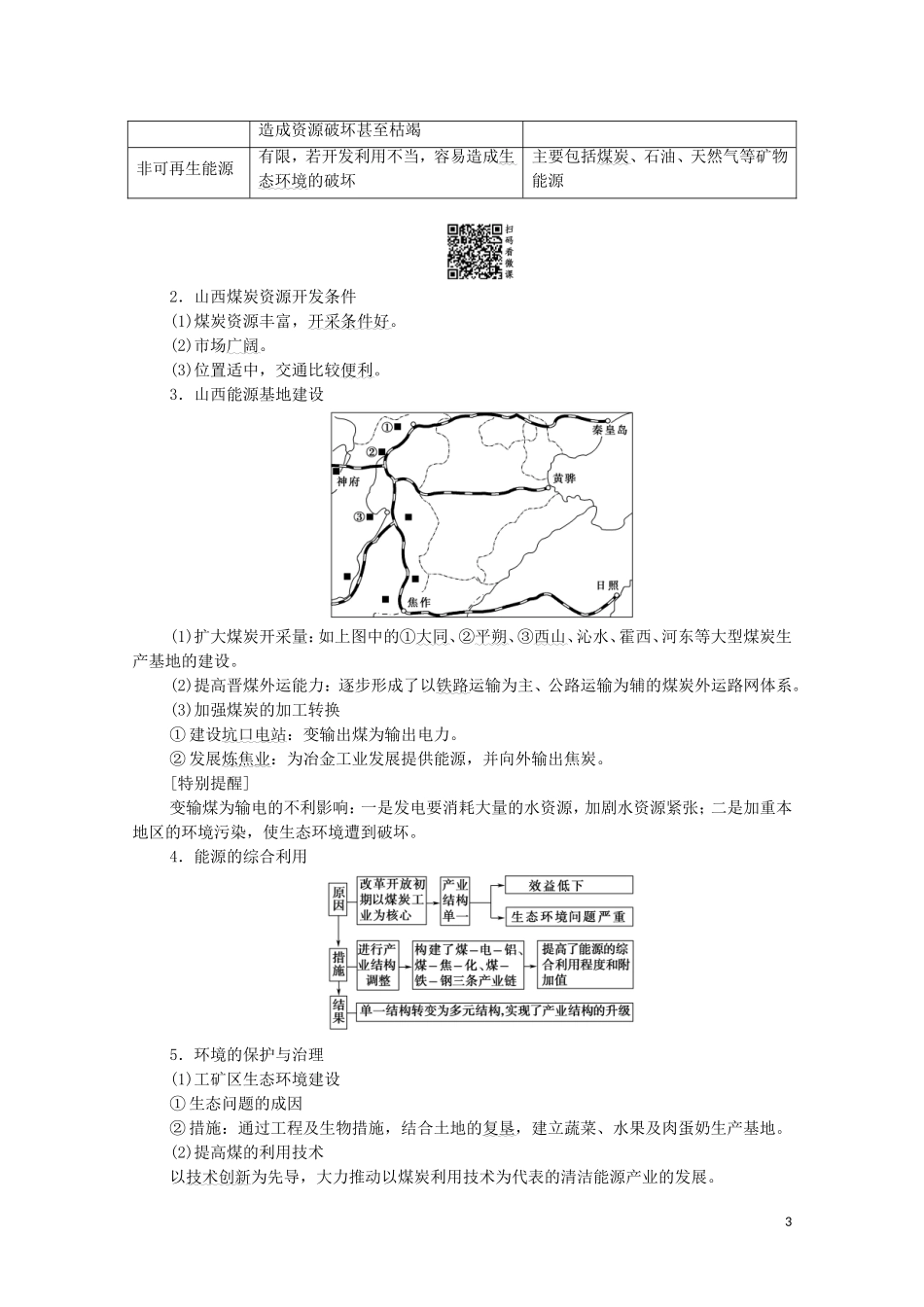 高考地理一轮复习 第3部分 第10章 区域可持续发展 第5节 矿产资源合理开发和区域可持续发展（德国鲁尔区与我国山西省的资源开发）教学案（含解析）湘教版-湘教版高三全册地理教学案_第3页