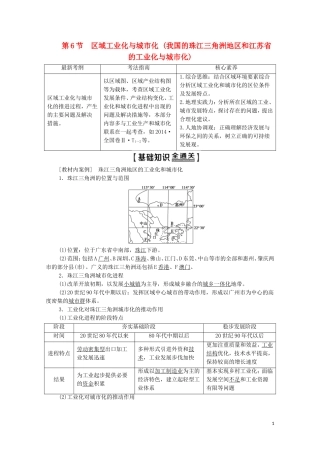 高考地理一轮复习 第3部分 第10章 区域可持续发展 第6节 区域工业化与城市化（我国的珠江三角洲地区和江苏省的工业化与城市化）教学案（含解析）湘教版-湘教版高三全册地理教学案
