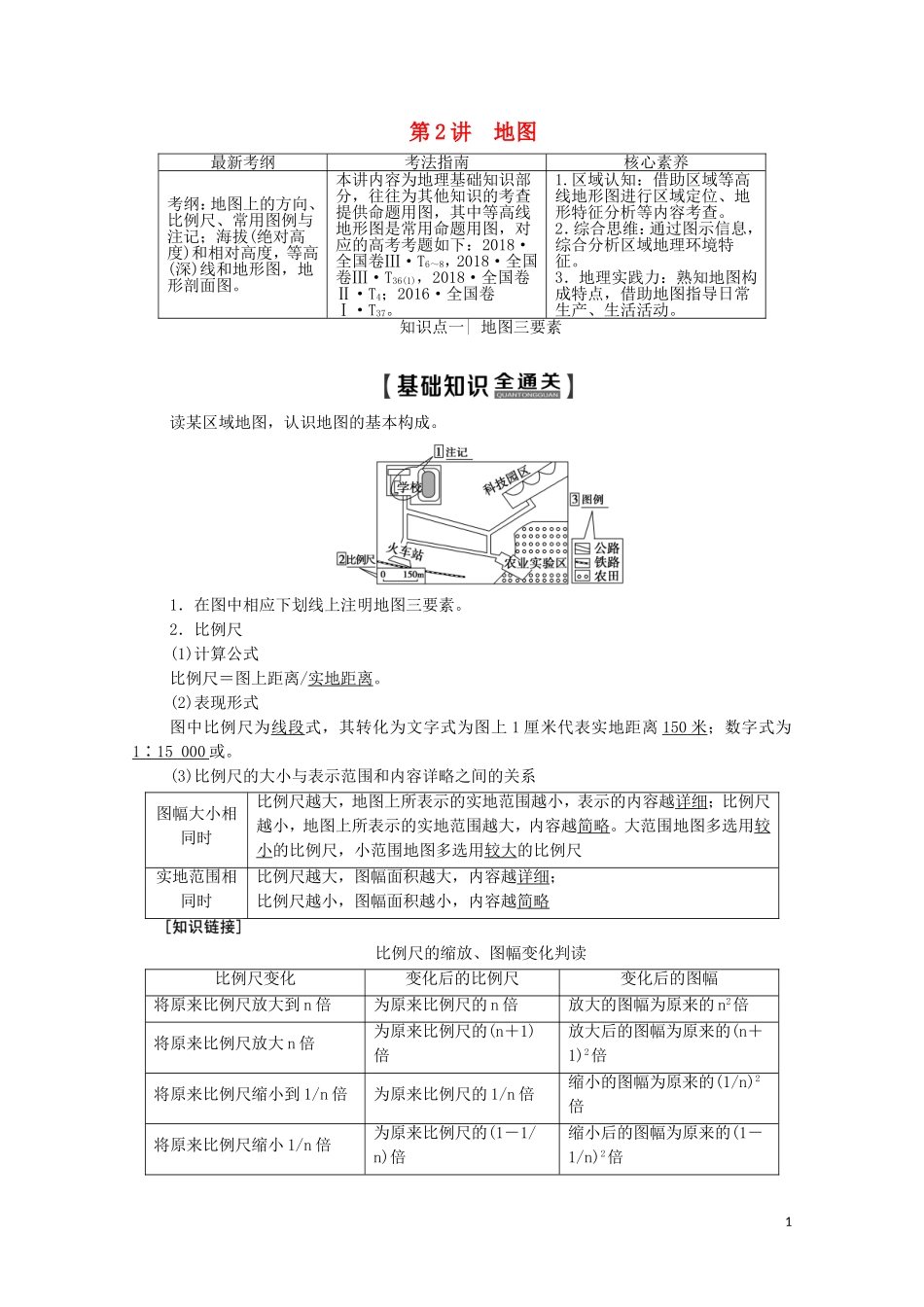 高考地理一轮复习 第1部分 第1章 行星地球 第2讲 地图教学案（含解析）新人教版-新人教版高三全册地理教学案_第1页