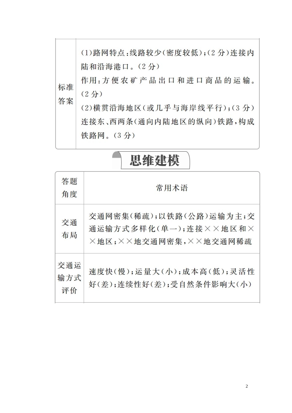 高考地理一轮复习 第3章 区域产业活动 规范答题11 交通类综合题教案（含解析）湘教版必修2-湘教版高三必修2地理教案_第2页