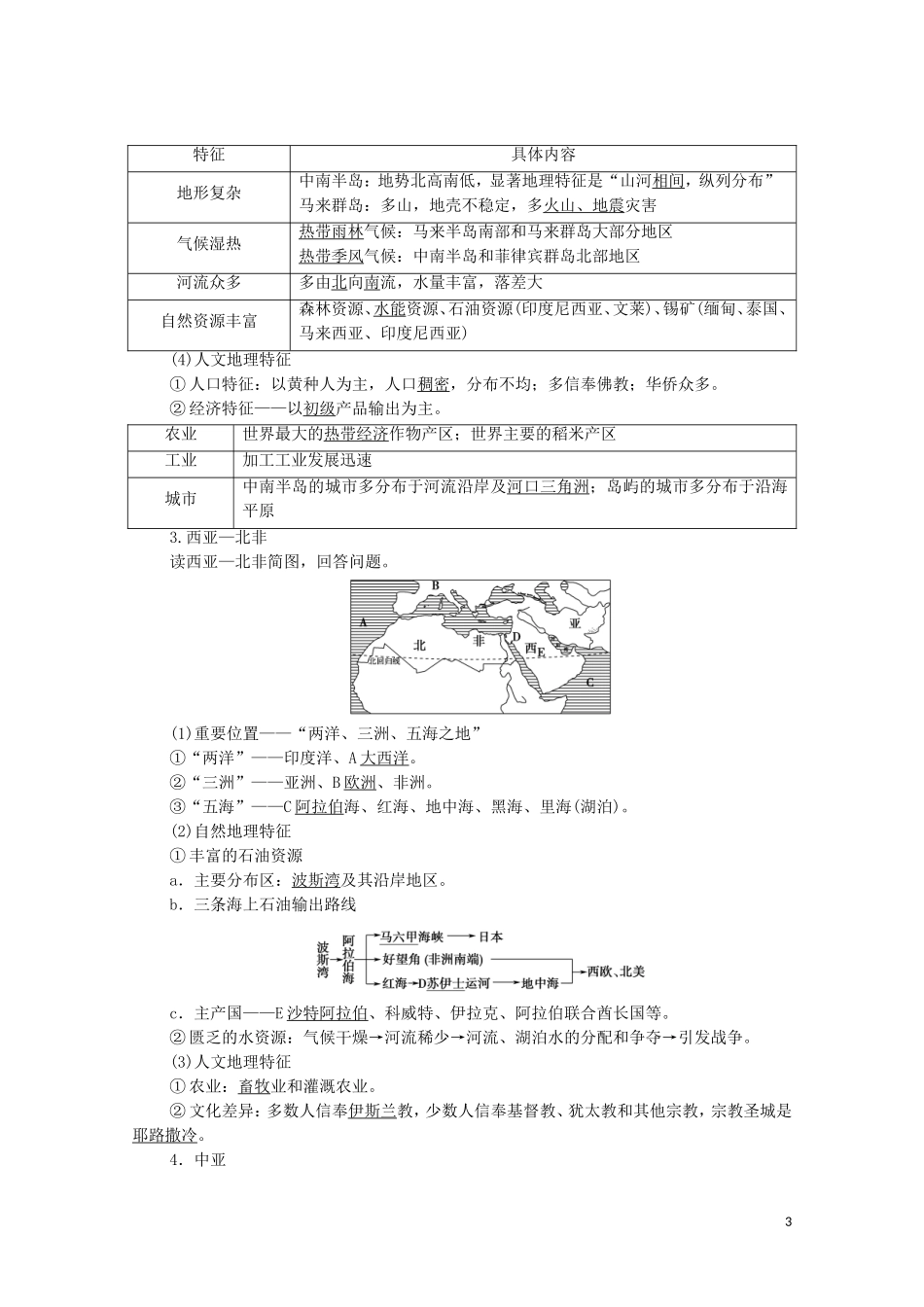 高考地理一轮复习 第4部分 第11章 世界地理 第2节 世界重要地区和国家教学案（含解析）湘教版-湘教版高三全册地理教学案_第3页