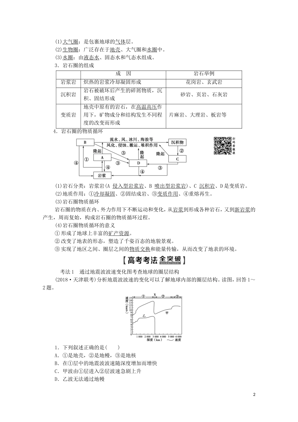 高考地理一轮复习 第1部分 第2单元 从地球圈层看地理环境 第1节 岩石圈与地表形态教学案（含解析）鲁教版-鲁教版高三全册地理教学案_第2页