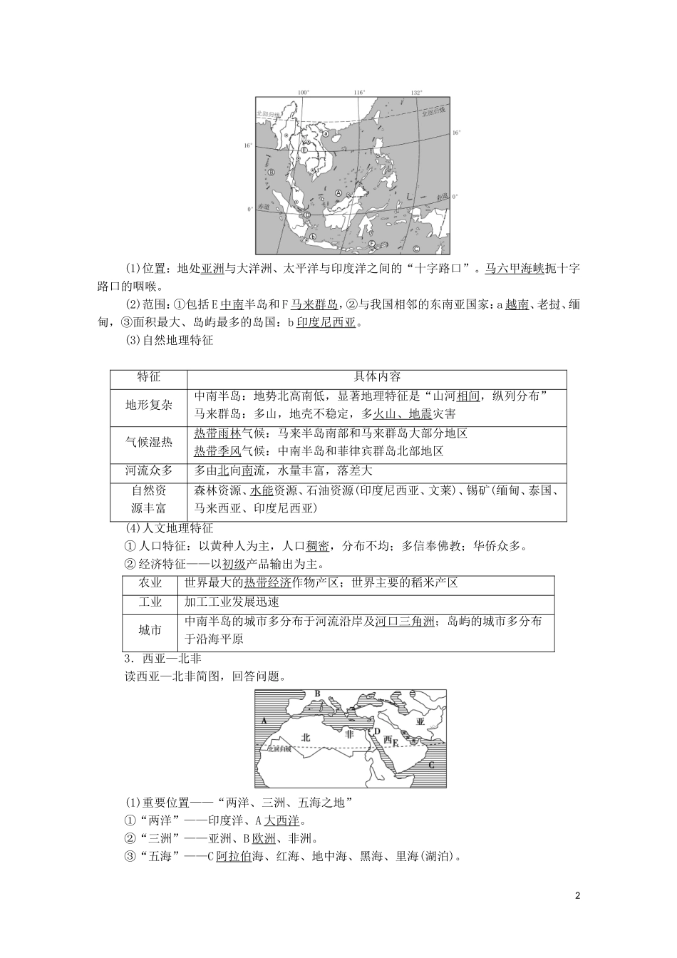 高考地理一轮复习 第4部分 第13单元 世界地理 第2节 世界重要地区和国家教学案（含解析）鲁教版-鲁教版高三全册地理教学案_第2页